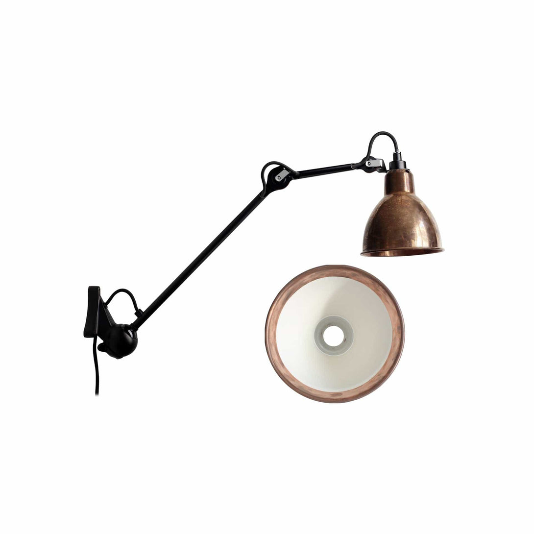 Lampade da parete DCW Lampe Gras N.222 Parete Nero Rotondo Rame grezzo/Bianco 3700677621450