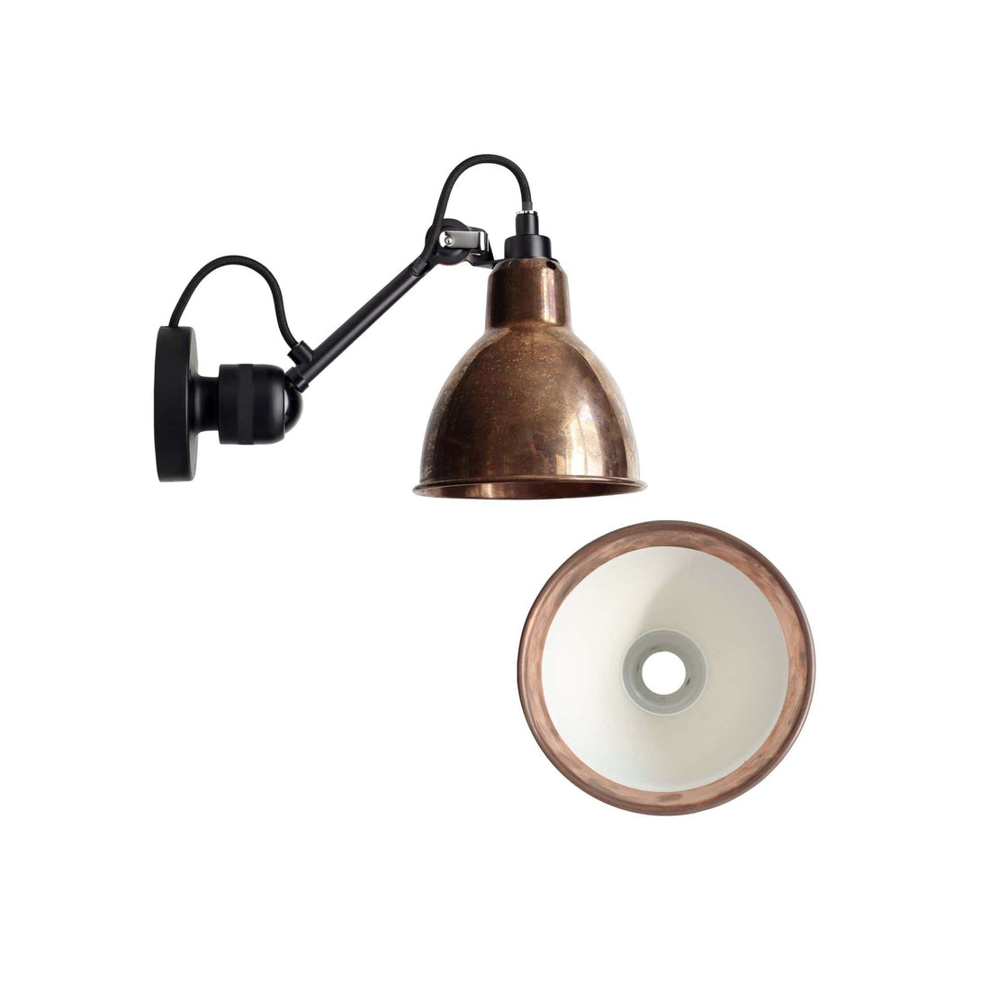 Lampade da parete DCW Lampe Gras N.304 Parete Nero Rotondo Rame grezzo/Bianco 3700677620590